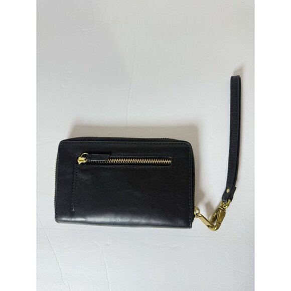 Fossil Women’s Emma Black RFID Large‎ Zip Around Wristlet Leather Clutch - Picture 7 of 10